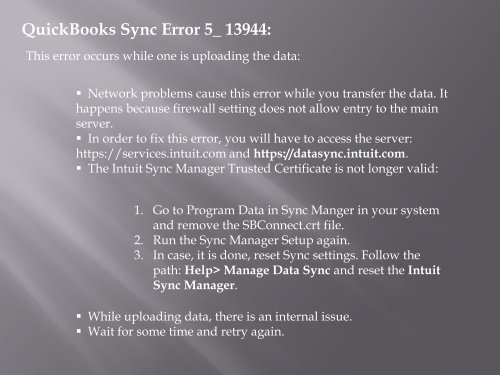 QuickBooks Sync Manager Error