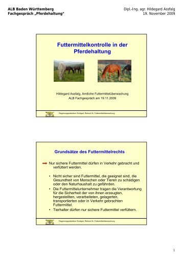 Futtermittelkontrolle in der Pferdehaltung - Universität Hohenheim