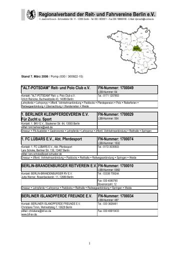 RV Berlin Vereine - Regionalverbands der Reit- und Fahrvereine ...