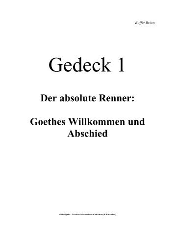 Der absolute Renner: Goethes Willkommen und Abschied