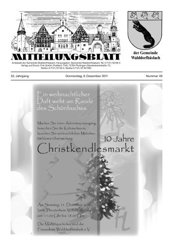 Mitteilungsblatt in der Weihnachtszeit ... - Walddorfhäslach