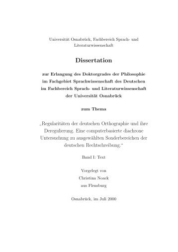 Regularitäten der deutschen Orthographie und ihre Deregulierung ...
