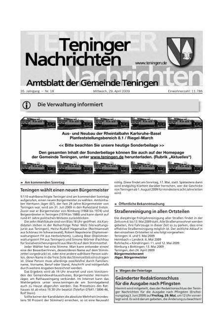 i Die Verwaltung informiert - Gemeinde Teningen