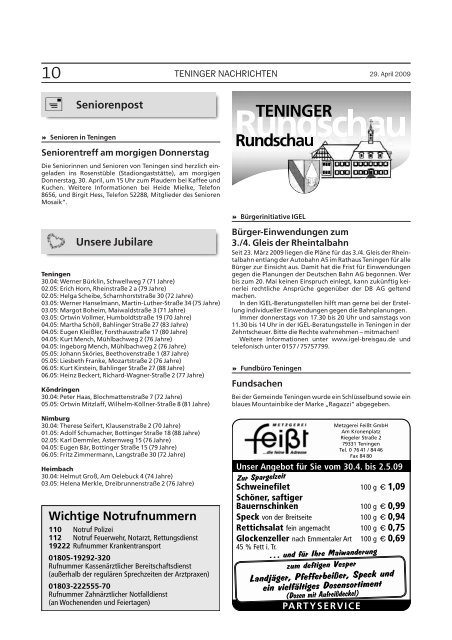 i Die Verwaltung informiert - Gemeinde Teningen
