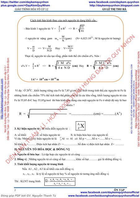 GIÁO TRÌNH HÓA VÔ CƠ 12 (ÔN TẬP) - GV: LÊ THỊ THU HÀ