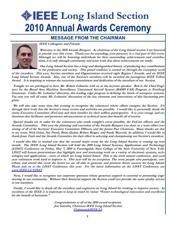 Long Island Section 2010 Annual Awards Ceremony - IEEE Long ...