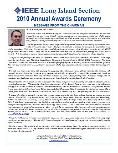 Long Island Section 2010 Annual Awards Ceremony - IEEE Long ...
