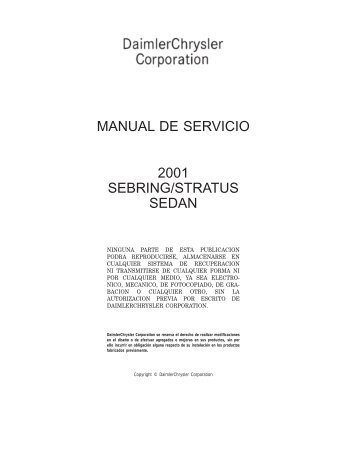 chrysler sebring & stratus 2001 manual de servicio