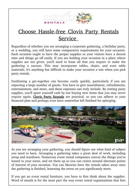 Choose Hassle-free Clovis Party Rentals Service