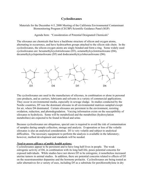 Document: Cyclosiloxanes - OEHHA