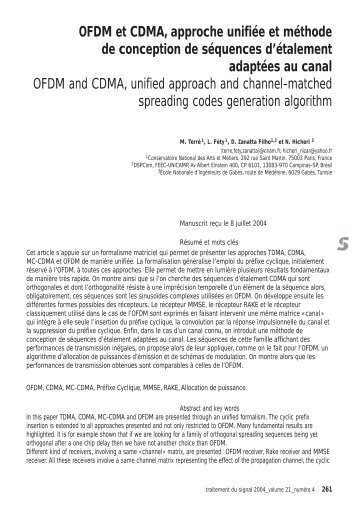 OFDM et CDMA, approche unifiée et méthode de ... - I-Revues