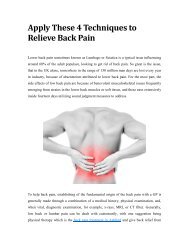 Apply These 4 Techniques to Relieve Back Pain