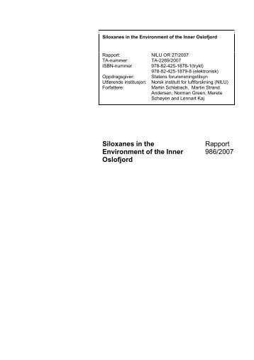 Siloxanes in the Environment of the Inner Oslofjord