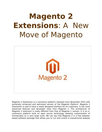 Magento 2 Extensions: A  New Move of Magento