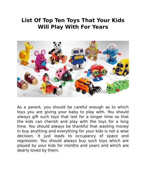 top ten kids toys