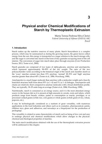 Physical and/or Chemical Modifications of Starch by ... - InTech