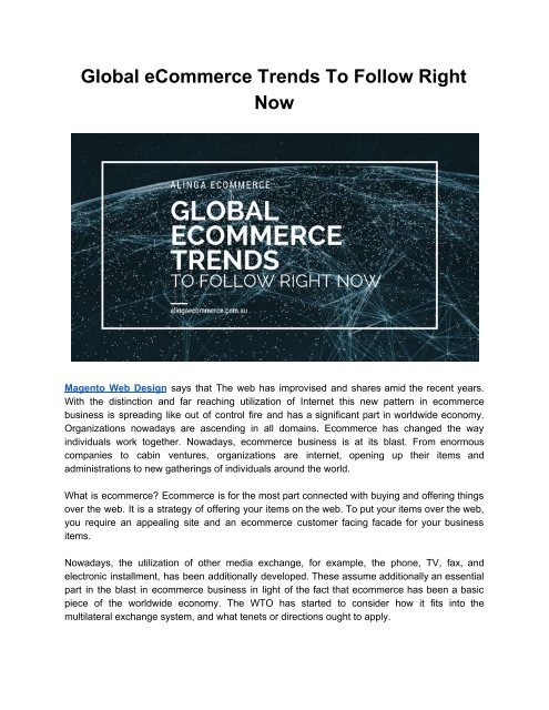 Global eCommerce Trends To Follow Right Now