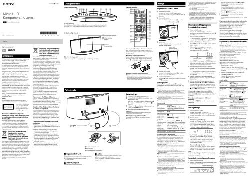 Sony CMT-V9 - CMT-V9 Istruzioni per l'uso Bosniaco