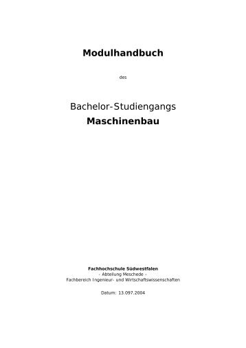 Modulhandbuch Bachelor-Studiengangs Maschinenbau