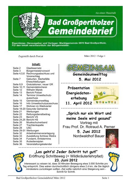 Gemeindebrief März 2012 /Folge 1 - Marktgemeinde Bad Großpertholz