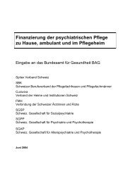 Finanzierung der psychiatrischen Pflege - Schweizer Berufsverband ...