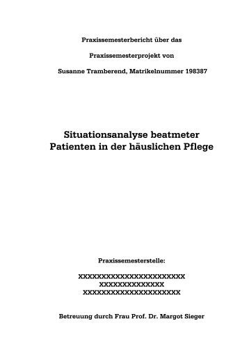 Situationsanalyse beatmeter Patienten in der häuslichen Pflege