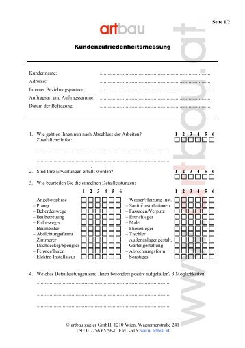 Kundenzufriedenheitsmessung - Artbau Zagler