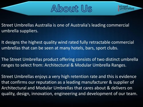 Street Umbrellas Australia&#039;s All Commercial Projects