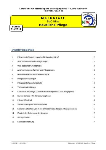 Merkblatt Häusliche Pflege - Landesamt für Besoldung und ...