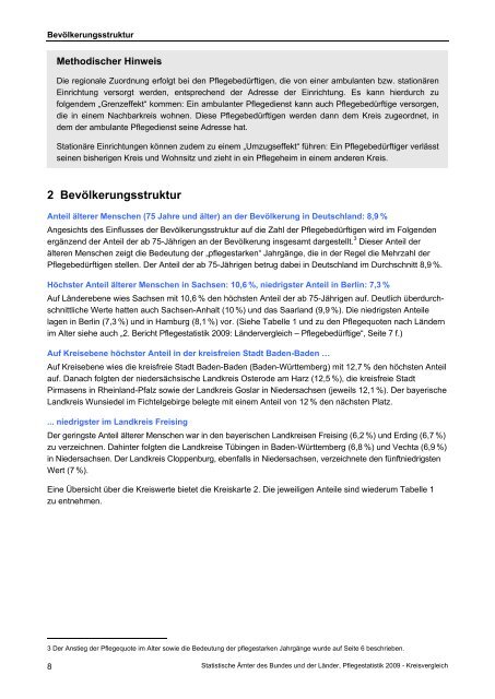 Pflegestatistik 2009, Pflege im Rahmen der ... - Statistische Ämter