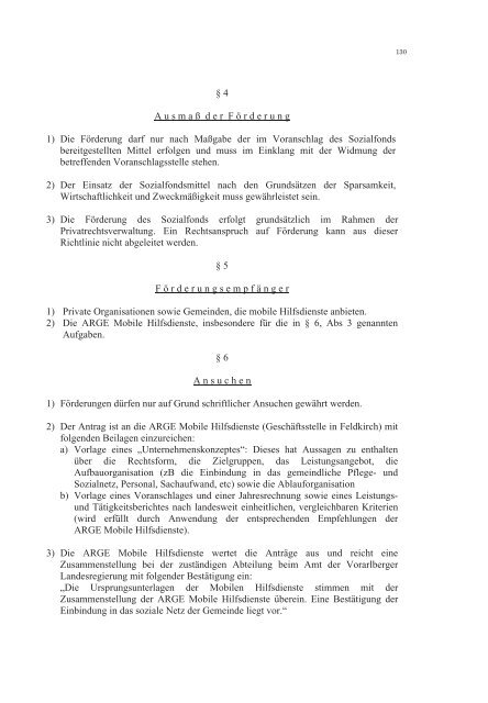 Unterstützung der Pflege zu Hause - Bericht über die - Vorarlberg