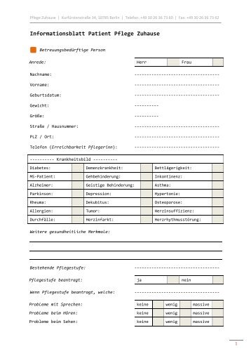 Kostenvoranschlag PDF (Download) - Pflege Zuhause