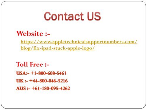 Call +1-800-608-5461 Fix iPad Stuck at Apple Logo