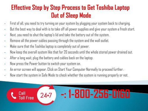 1-800-256-0160 get Toshiba Laptop Out Of Sleep Mode