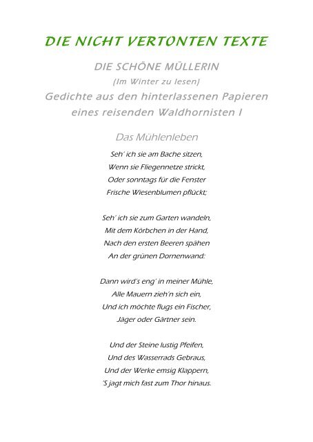 Die schöne Müllerin - Programm