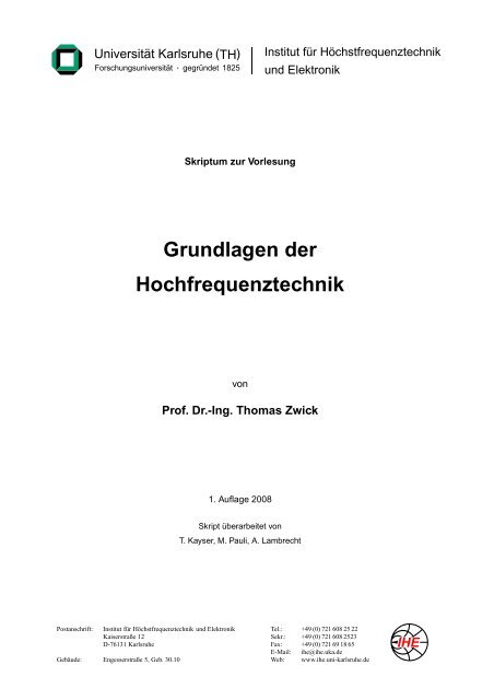 Grundlagen der Hochfrequenztechnik - IHE