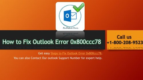 1-800-208-9523 steps to fix outlook error 0x800ccc78