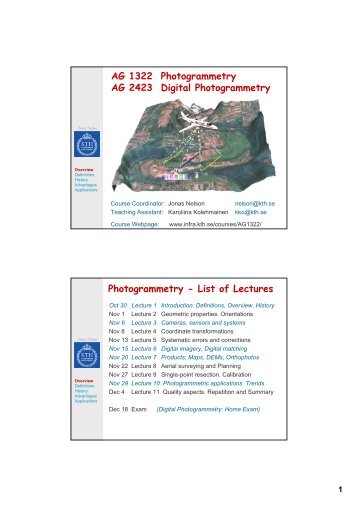 AG 1322 Photogrammetry AG 2423 Digital Photogrammetry ...