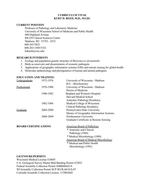 curriculum vitae - Research Labs - University of Wisconsin-Madison