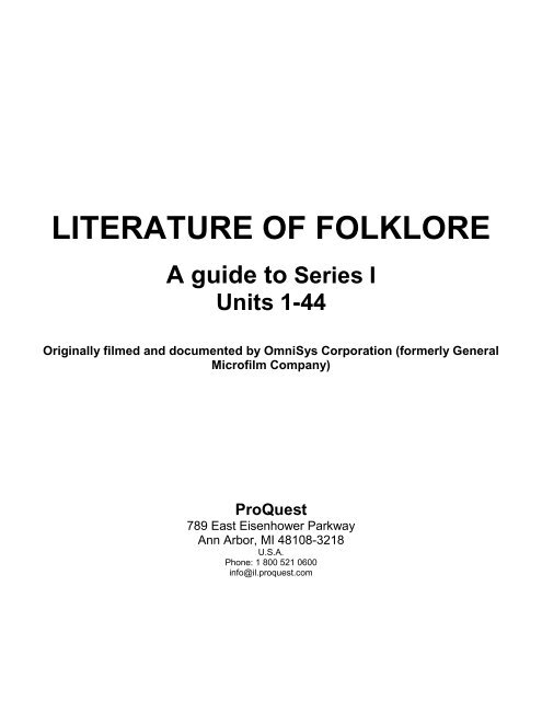 Proquest Literature Of Folklore Research Collections Pdf