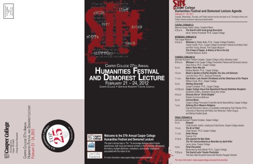 the 27th Annual Casper College Humanities Festival and Demorest ...