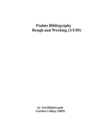 Psalms Bibliography - Gordon College Faculty