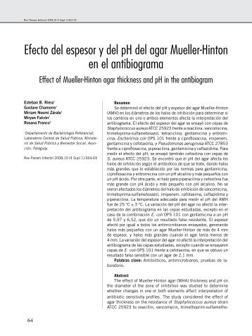 Efecto del espesor y del pH del agar Mueller-Hinton en el ...