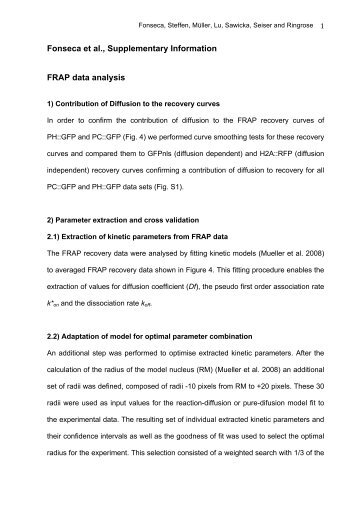 Fonseca et al., Supplementary Information FRAP data analysis