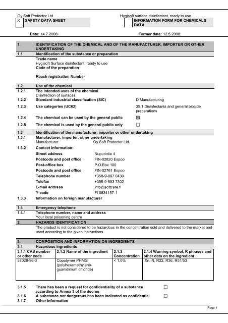 MSDS - Hygisoft