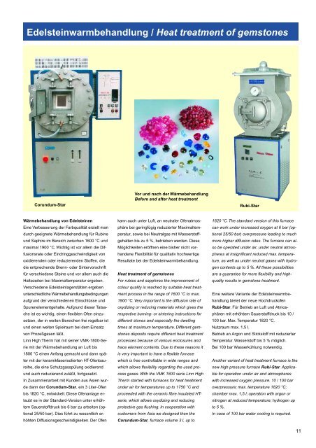 Edelsteinwarmbehandlung / Heat treatment of gemstones