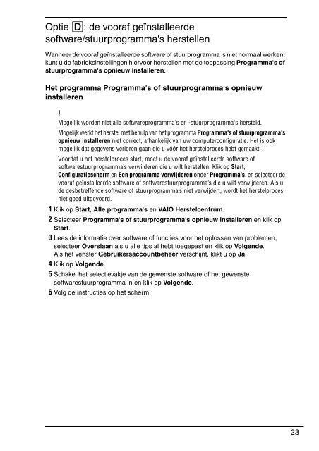 Sony VPCF11E4E - VPCF11E4E Guide de d&eacute;pannage N&eacute;erlandais