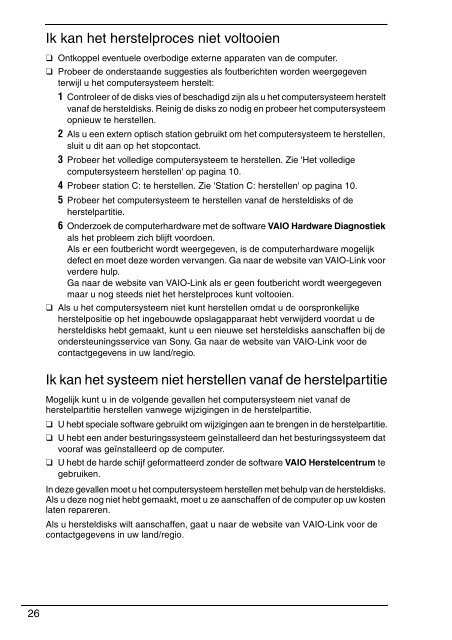 Sony VPCF11E4E - VPCF11E4E Guide de d&eacute;pannage N&eacute;erlandais