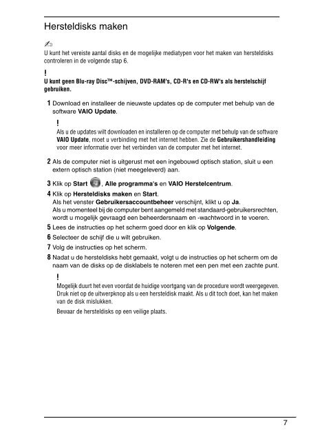 Sony VPCF11E4E - VPCF11E4E Guide de d&eacute;pannage N&eacute;erlandais