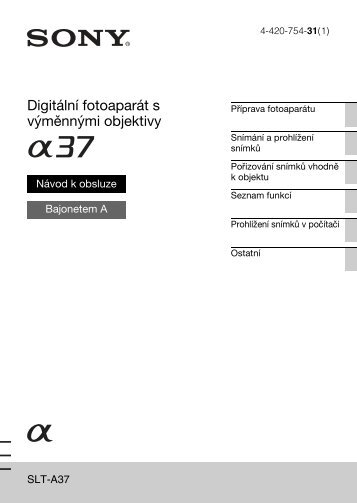 Sony SLT-A37Y - SLT-A37Y Consignes dâutilisation TchÃ¨que
